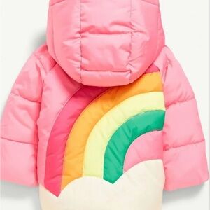 Old Navy Pink Rainbow Puffer Jacket for Kids